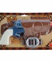 Blauwe cowboy revolver