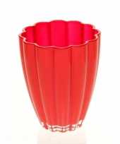 Bloemvorm vaas rood glas 17 cm