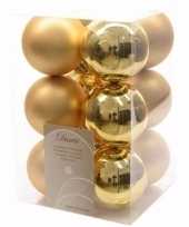 Chique christmas gouden kerstversiering kerstballen pakket 12 stuks
