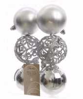 Christmas silver zilveren kerstversiering kerstballen pakket 6 stuks