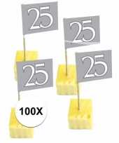 Cocktailprikkertjes van 25 jaar 100 stuks