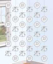 Decoratie hangslingers zilver 25 jaar