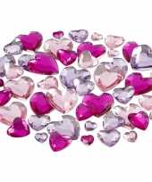 Decoratie harten plak diamantjes paars mix