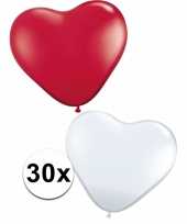 Feestartikelen hartjes ballonnen rood wit 30 st