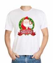 Foute kerstmis shirt wit merry fucking christmas voor mannen