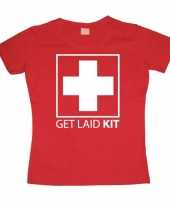 Fun tekst-shirt get laid kit dames