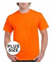 Grote maat katoenen t-shirt oranje voor volwassenen