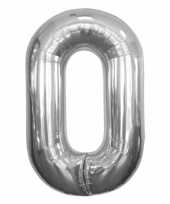 Helium cijfer ballon in zilver 0