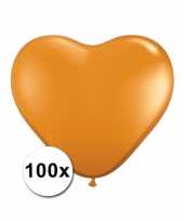Kleine oranje hartjes ballonnen 100 stuks