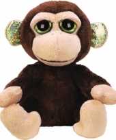 Knuffel aapjes met grote groene ogen 12 cm