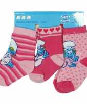Kraamkado roze smurfen sokken