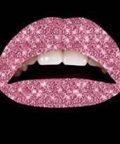 Liptattoo roze met glitters