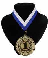 Medaille nr 1 halslint blauw en wit
