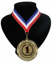 Medaille nr 1 halslint rood wit blauw
