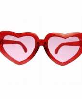 Mega bril met hartjes montuur rood