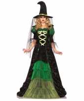 Mooie heksen jurk groen zwart inclusief hoed