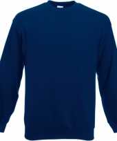 Navy blauwe fruit of the loom sweater ronde hals