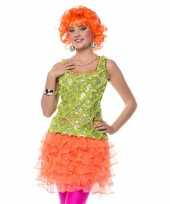 Neon oranje ruches rokje voor dames