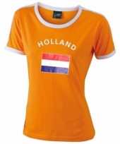 Oranje dames shirtje met holland vlag 10048912