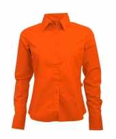 Oranje longsleeve overhemd voor dames