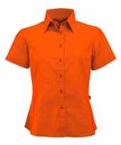 Oranje shortsleeve dames overhemd