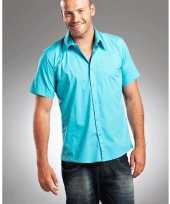 Overhemd met korte mouw voor heren turquoise