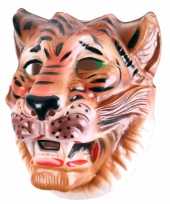 Plastic tijger masker bruin voor volwassenen