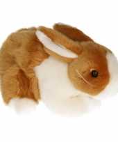 Pluche konijn knuffeldier bruin wit 20 cm