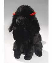 Pluche zittende poedel knuffel hond zwart 30 cm