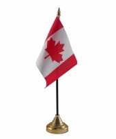 Polyester canadese vlag voor op bureau 10 x 15 cm
