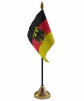 Polyester duitse vlag met adelaar wapenvoor op bureau 10 x 15 cm