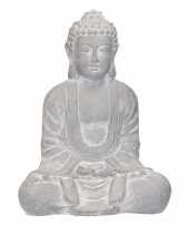Polyhars boeddha beeld blauw grijs 35 cm