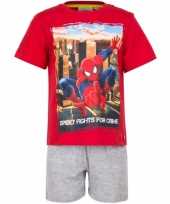 Pyjama met korte broek spiderman rood