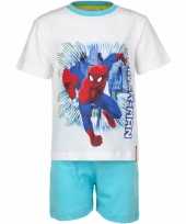 Pyjama met korte broek spiderman wit