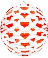 Ronde rood witte bollampion met hartjes