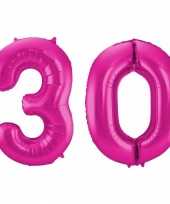 Roze folie ballonnen 30 jaar