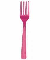 Set van 10 plastic vorken fuchsia roze
