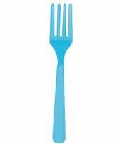 Set van 10 plastic vorken turquoise