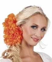 Spaanse bloem haarklem oranje 20 cm