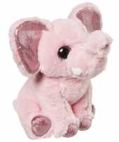Speelgoed dieren olifant knuffel roze 18 cm
