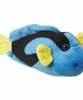 Speelgoed knuffel vis blauw geel 22 cm