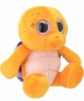 Speelgoed schildpad knuffel oranje paars 30 cm