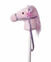 Speelgoed stokpaardje roze pony met geluid 94 cm