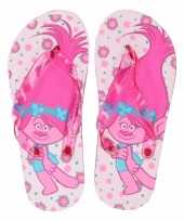 Trolls kinder slippers wit roze