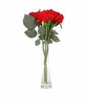 Valentijns kado nep rode rozen 3 stuks in vaas 10101188