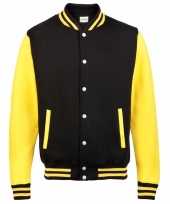 Varsity jacket zwart geel voor heren