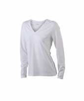 Witte dames cotton stretch shirts ls