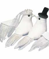 Witte decoratie duiven huwelijk 8 cm