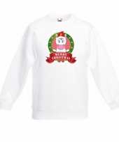 Witte kerst sweater voor jongens met eenhoorn print